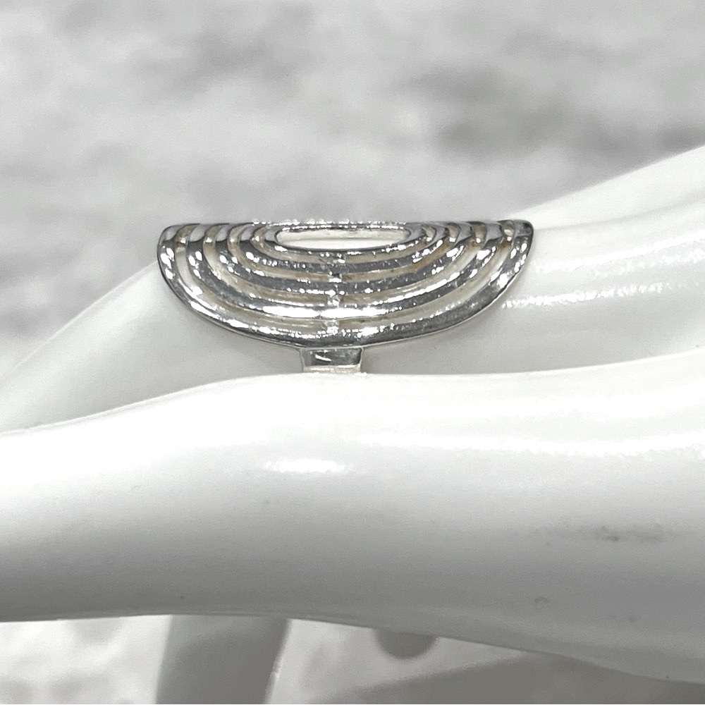 Sterling Silver Concentric Circle Ring Sz 8 - Picture 7 of 10